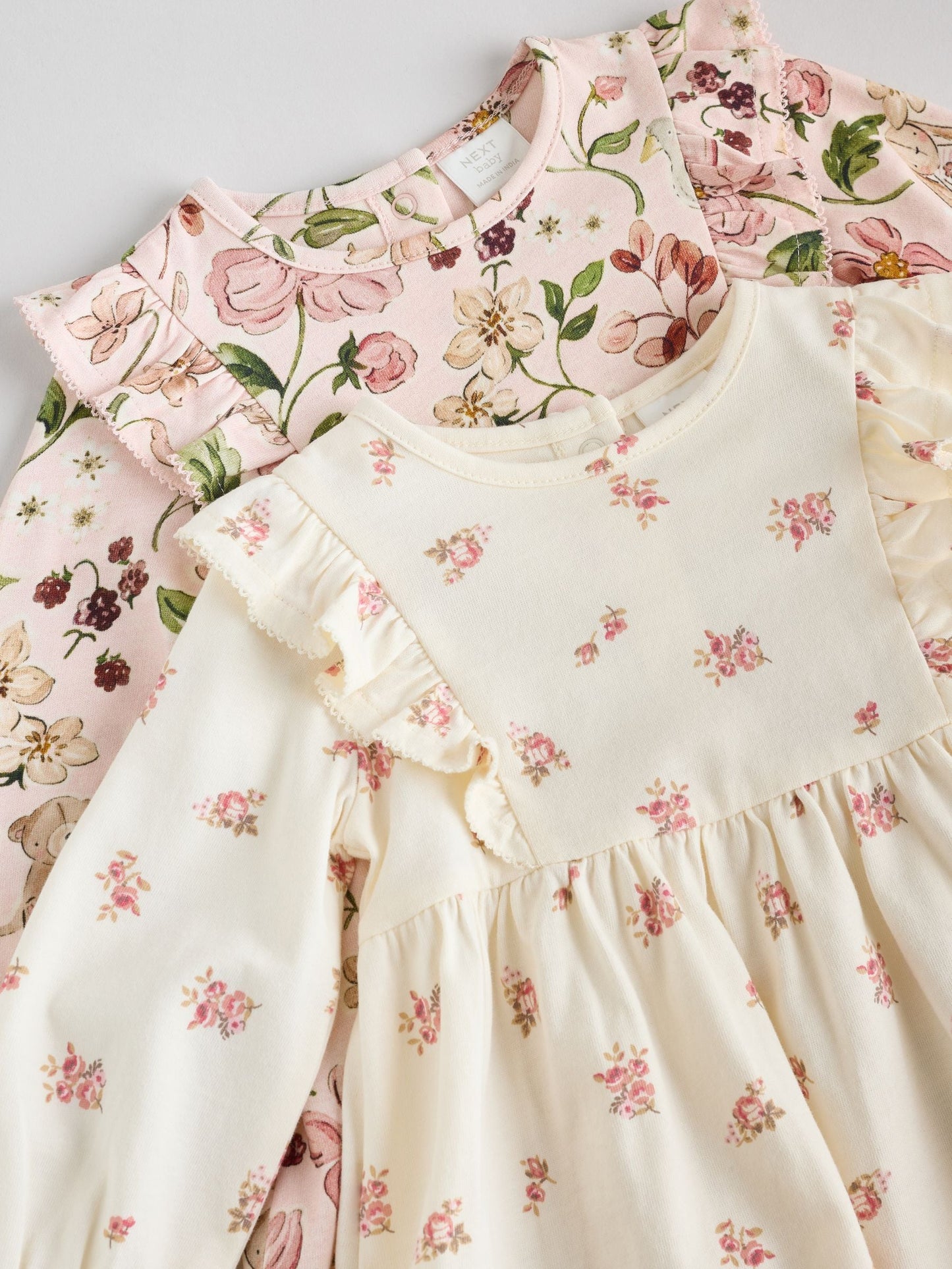 Pink Floral/ Cream Ditsy Baby Jersey Dresses 2 Pack (0mths-2yrs)