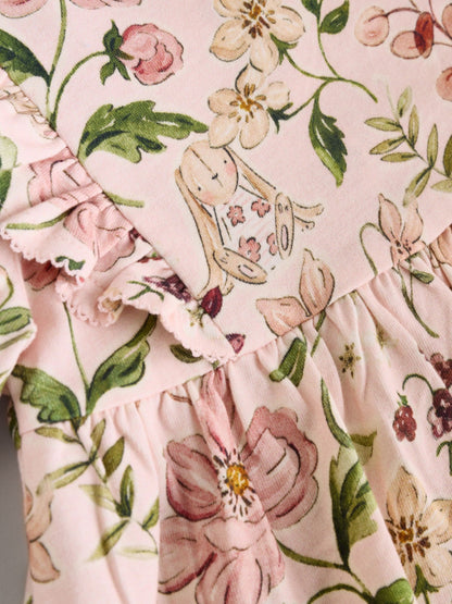 Pink Floral/ Cream Ditsy Baby Jersey Dresses 2 Pack (0mths-2yrs)