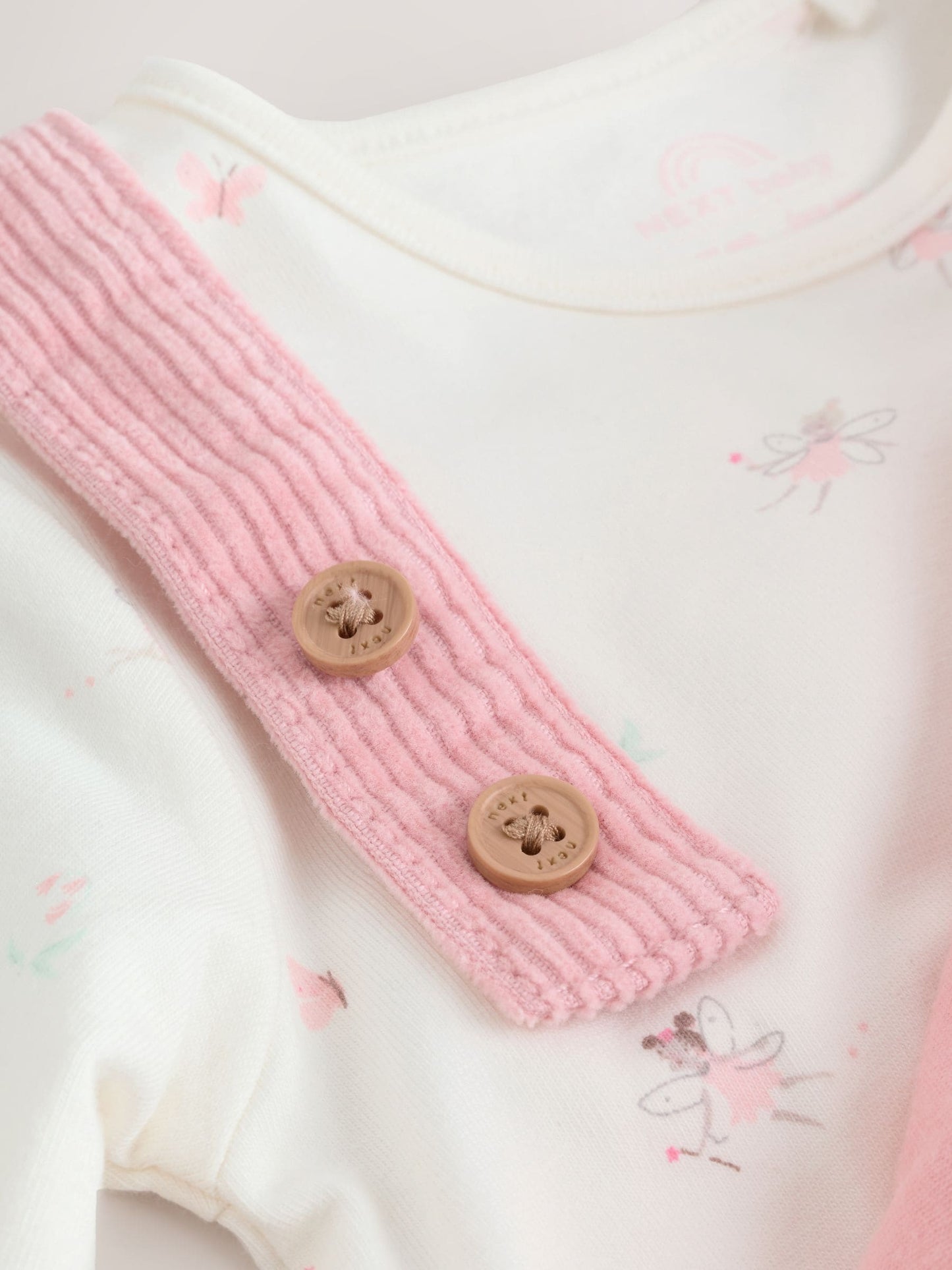 Pink Fairy Baby Cord Pinafore Dress and Long Sleeve Bodysuit 2 Piece Set (0mths-2yrs)