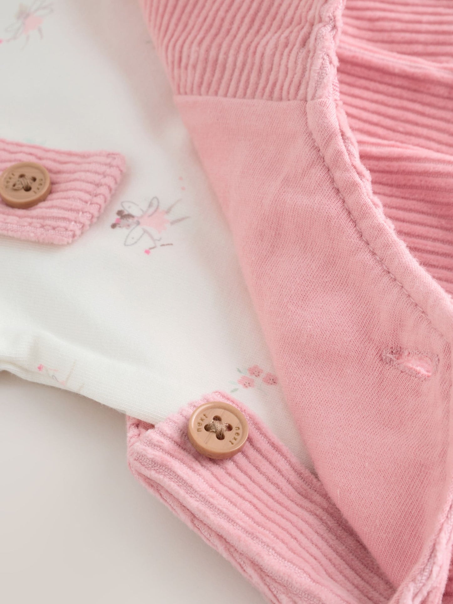 Pink Fairy Baby Cord Pinafore Dress and Long Sleeve Bodysuit 2 Piece Set (0mths-2yrs)