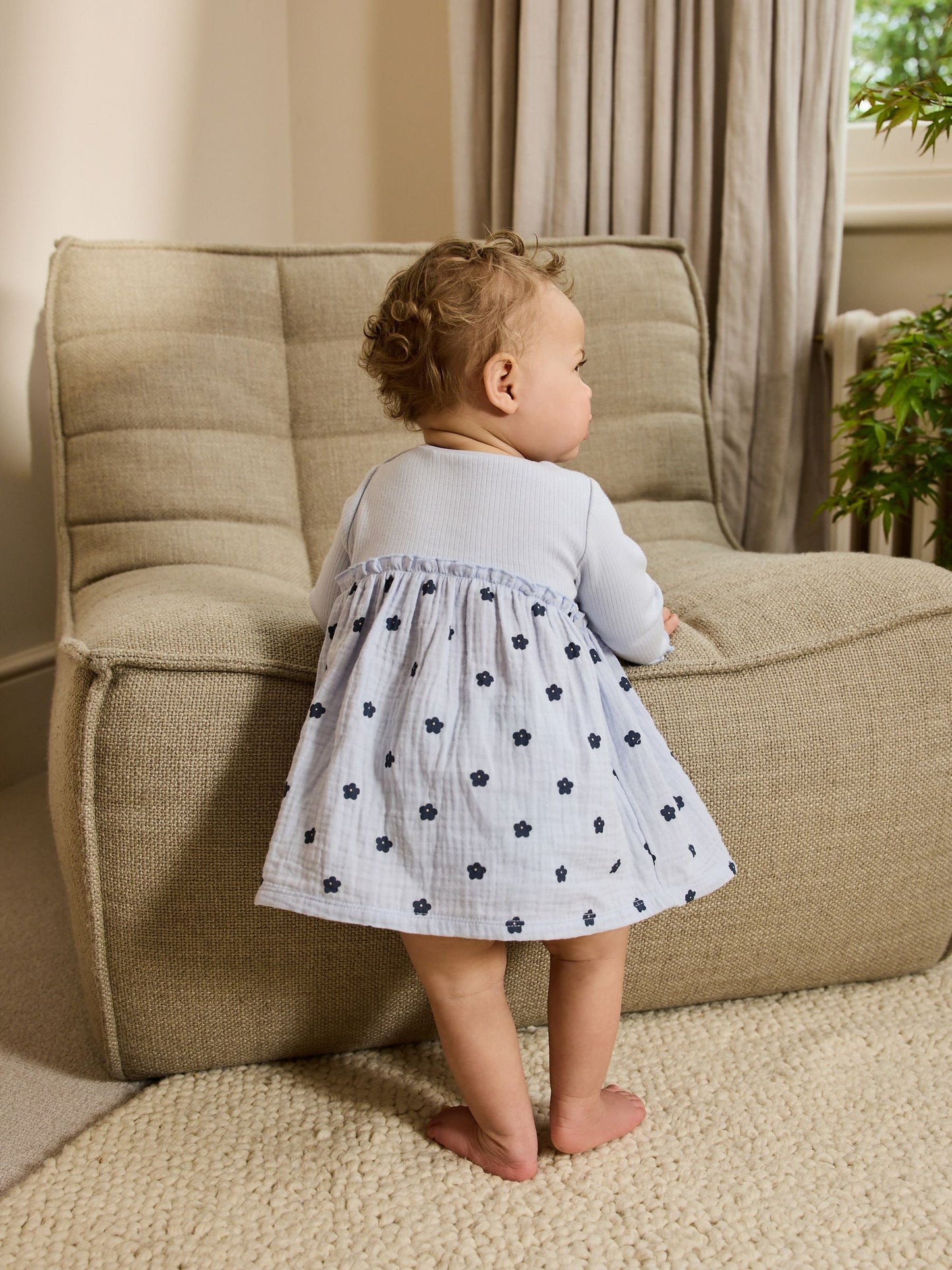 Blue/Green Flower Baby Jersey Dresses 2 Pack (0mths-2yrs)