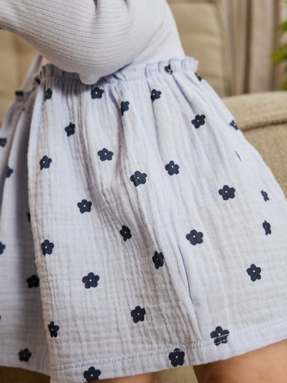 Blue/Green Flower Baby Jersey Dresses 2 Pack (0mths-2yrs)