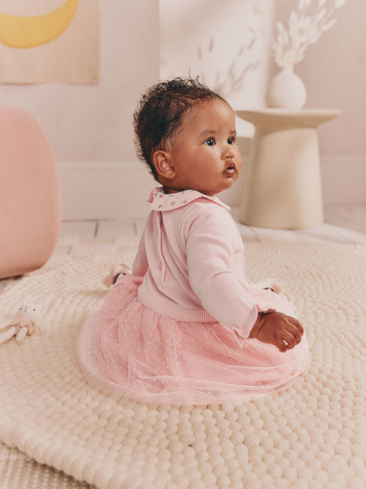 Pink Bunny Baby Knitted Twofer Dress (0mths-2yrs) - image 2