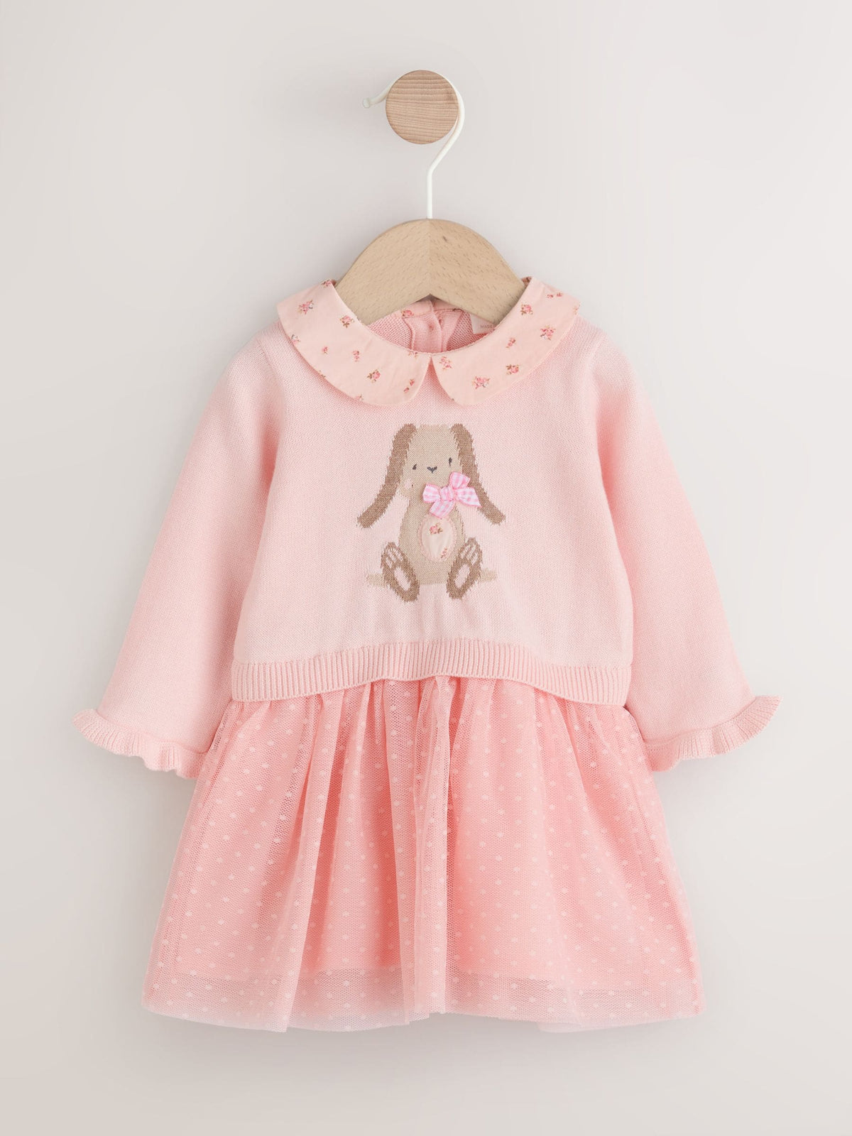 Pink Bunny Baby Knitted Twofer Dress (0mths-2yrs) - image 5