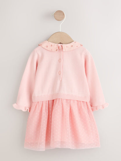 Pink Bunny Baby Knitted Twofer Dress (0mths-2yrs) - image 6
