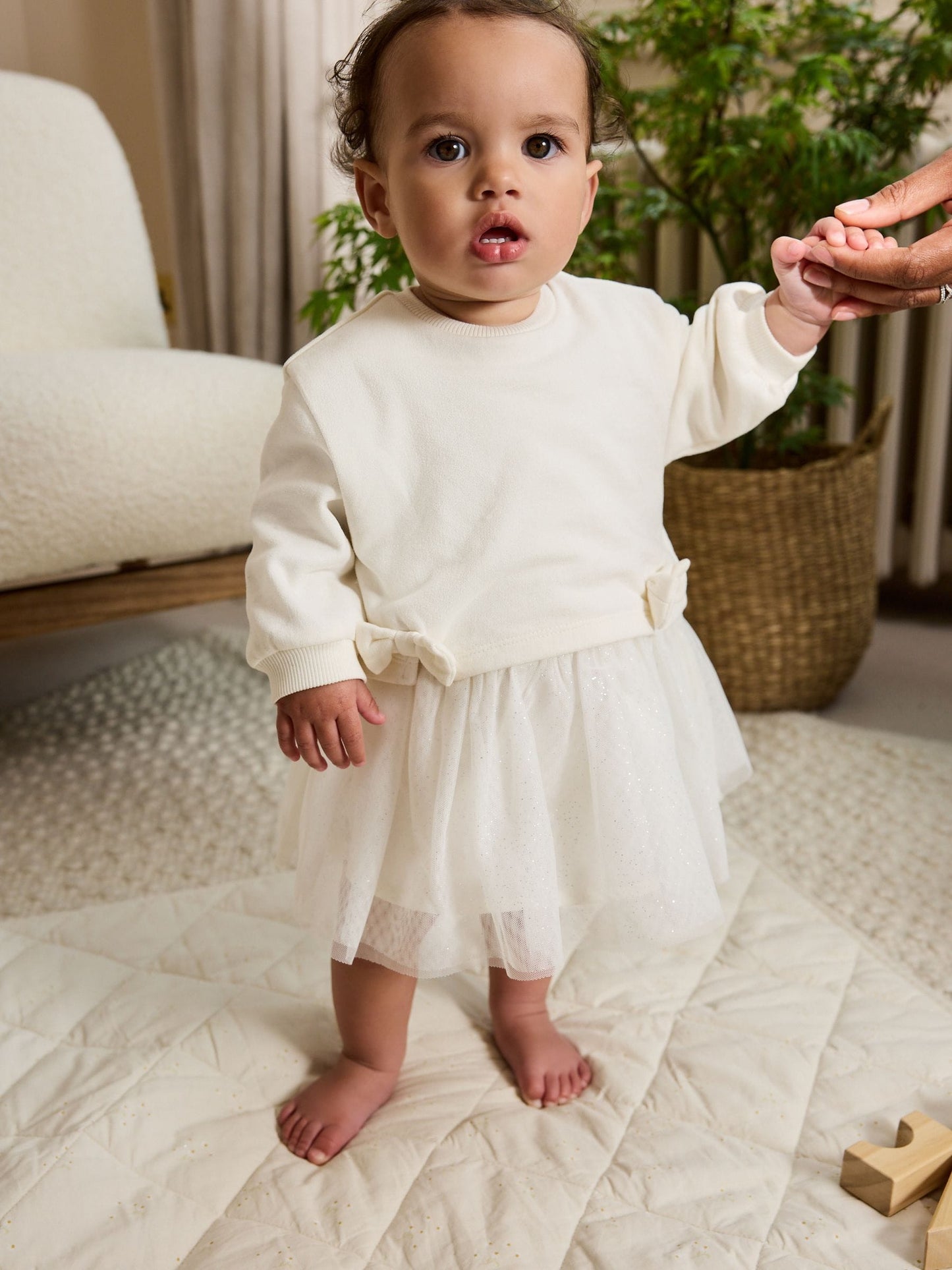 White Baby Twofer Mesh Dress (0mths-2yrs)