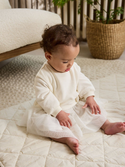 White Baby Twofer Mesh Dress (0mths-2yrs)