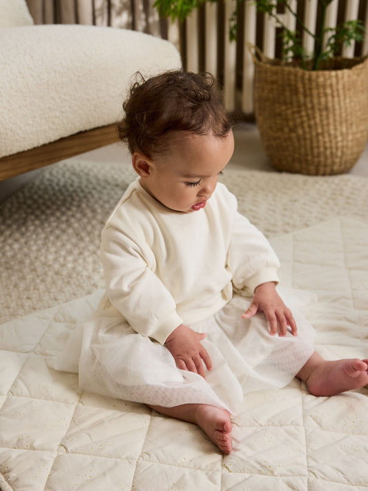 White Baby Twofer Mesh Dress (0mths-2yrs)