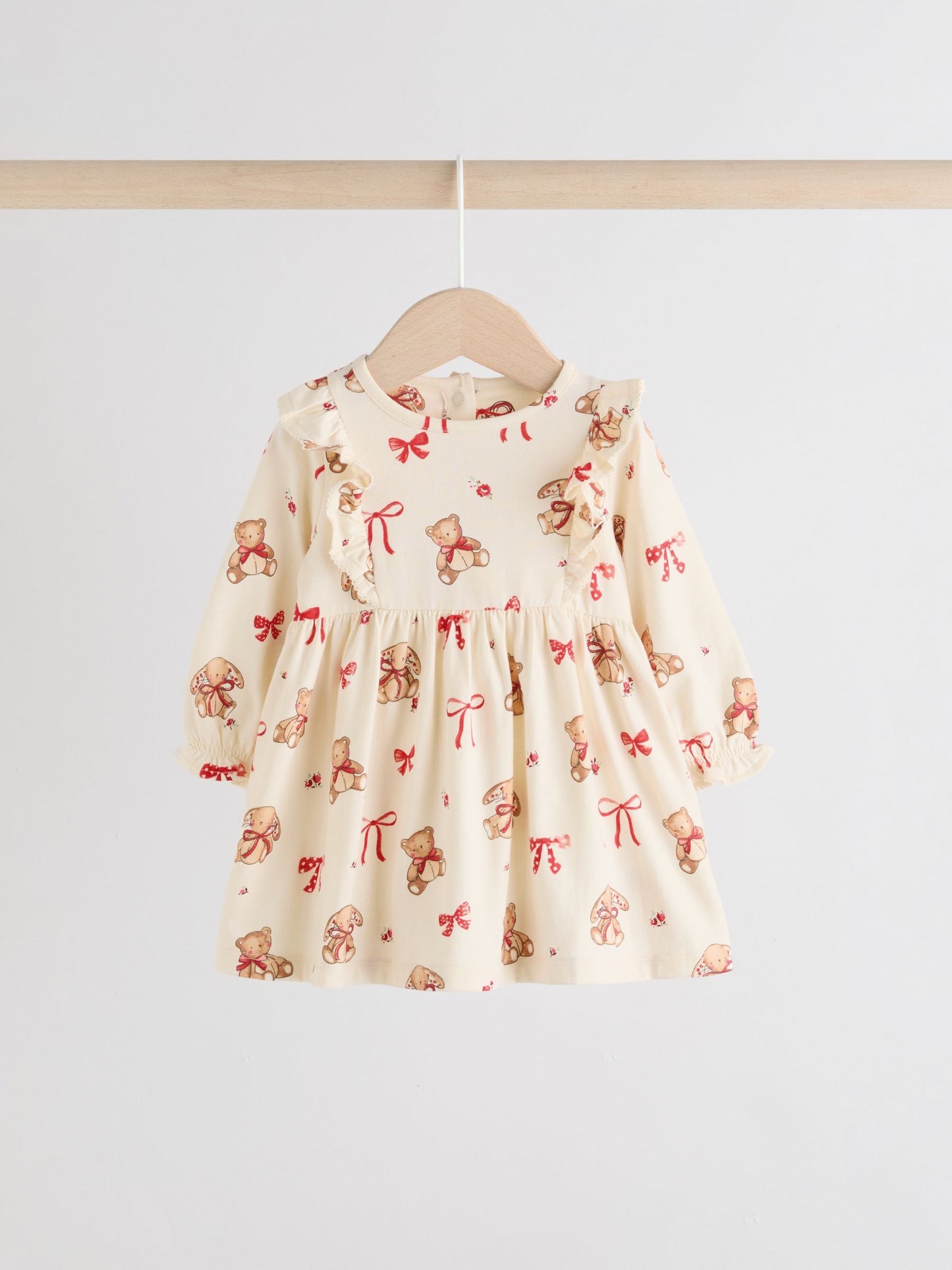 Cream Bear/ Red Cherry Gingham Baby Jersey Dresses 2 Pack (0mths-2yrs)