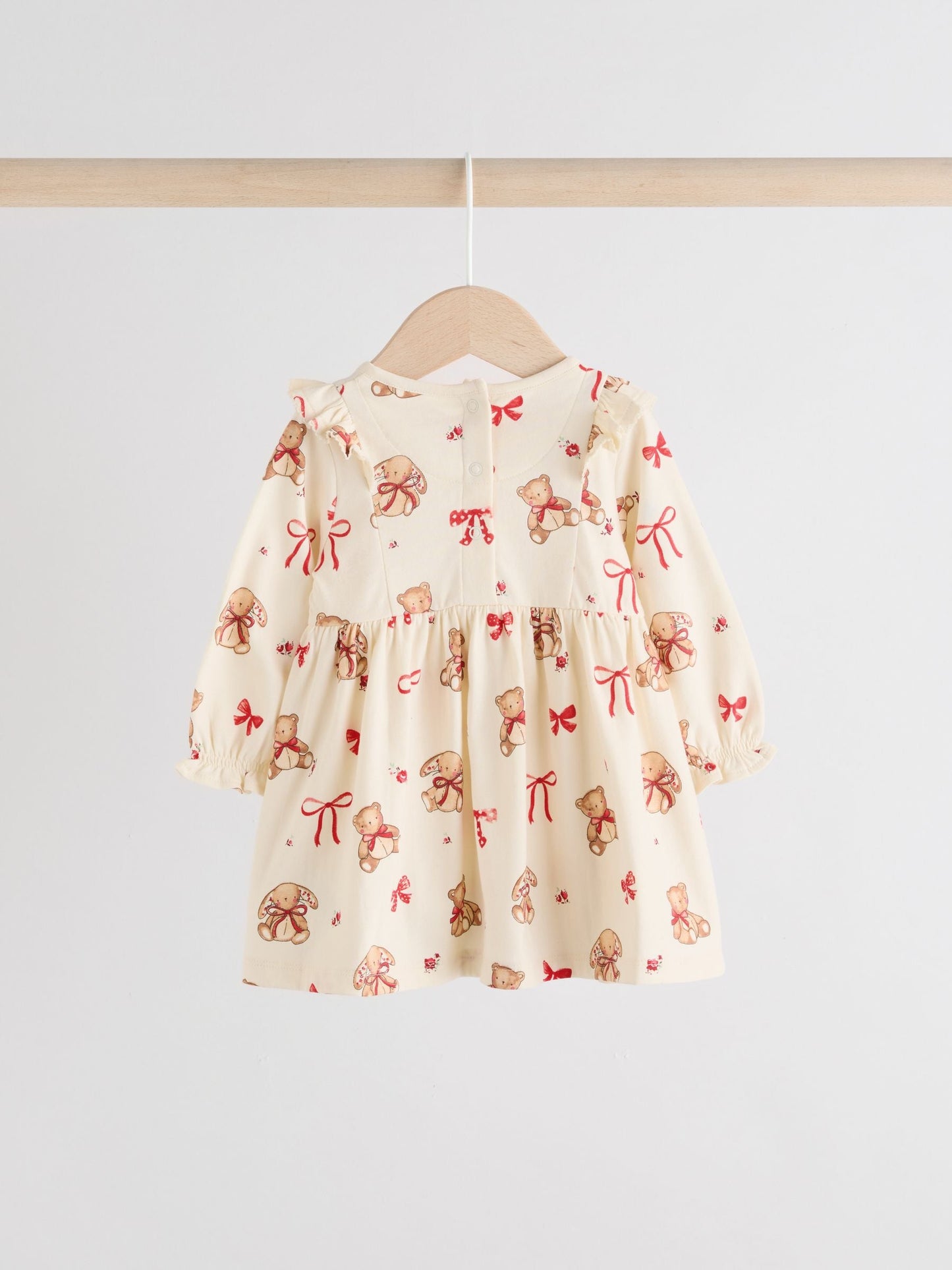 Cream Bear/ Red Cherry Gingham Baby Jersey Dresses 2 Pack (0mths-2yrs)