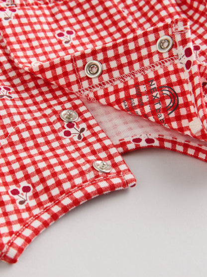 Cream Bear/ Red Cherry Gingham Baby Jersey Dresses 2 Pack (0mths-2yrs)
