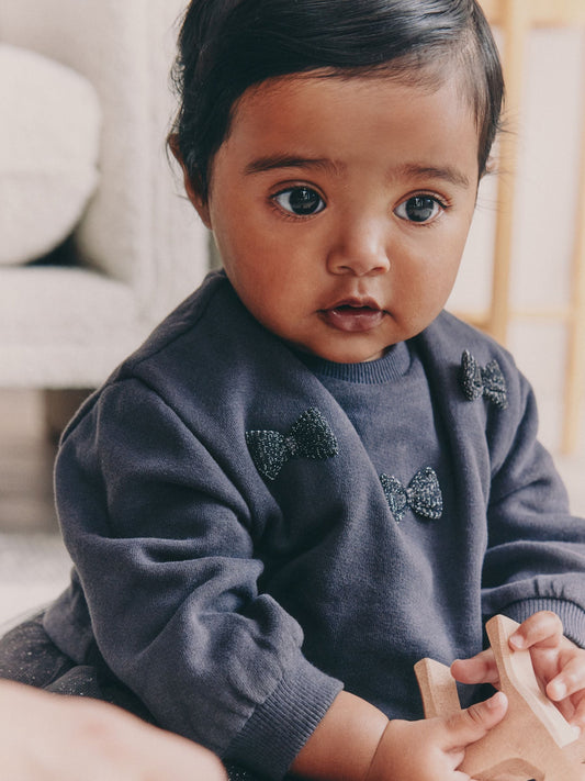 Grey Sparkle Baby Twofer Mesh Dress (0mths-2yrs)