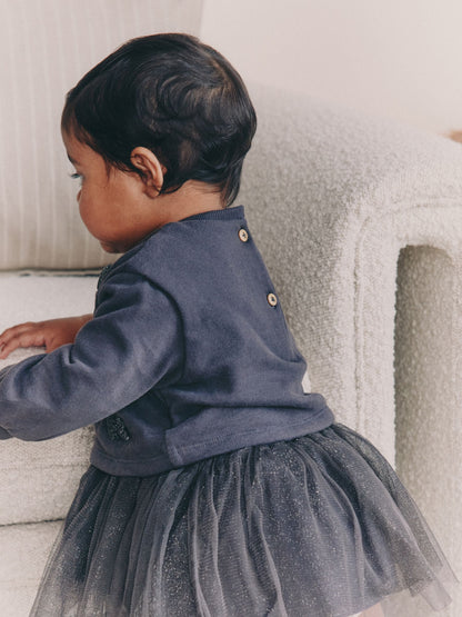 Grey Sparkle Baby Twofer Mesh Dress (0mths-2yrs)