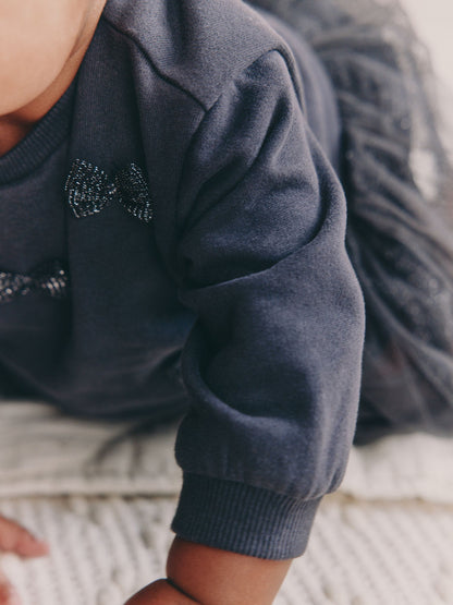 Grey Sparkle Baby Twofer Mesh Dress (0mths-2yrs)