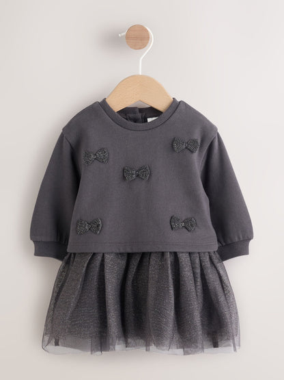 Grey Sparkle Baby Twofer Mesh Dress (0mths-2yrs)