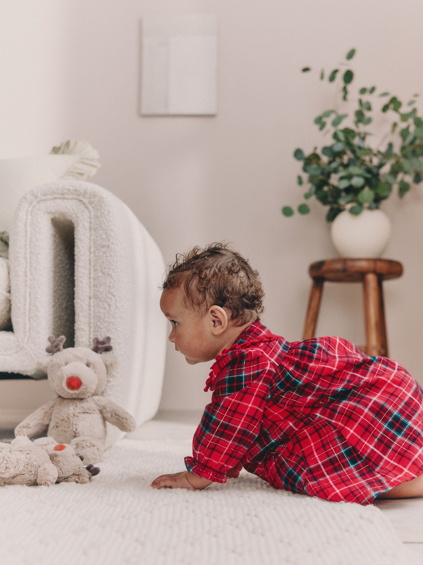 Red Check Baby Collar Long Sleeve Dress (0mths-2yrs)
