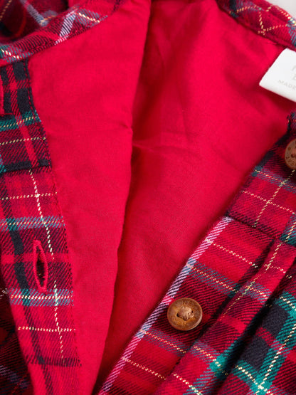 Red Check Baby Collar Long Sleeve Dress (0mths-2yrs)