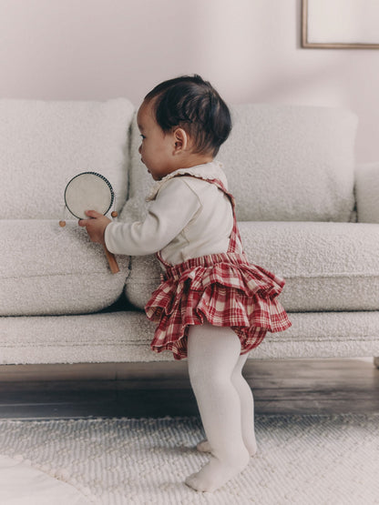 Red Check Long Sleeve Bodysuit, Bubble Skirt and Tights Baby 3 Piece Set (0mths-2yrs)