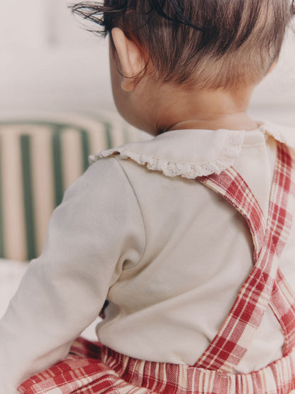 Red Check Long Sleeve Bodysuit, Bubble Skirt and Tights Baby 3 Piece Set (0mths-2yrs)