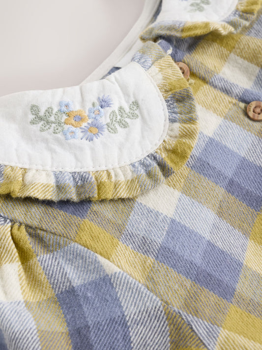 Green/Yellow Gingham Baby Bloomer Rompers Set 2 Piece with Tights (0mths-3yrs) image 3