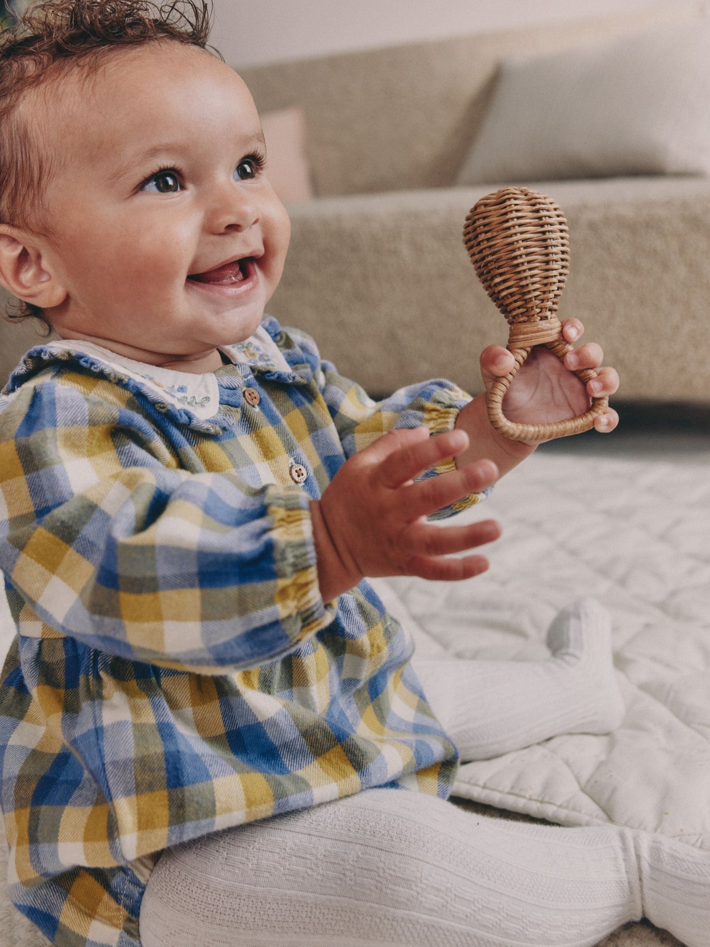 Green/Yellow Gingham Baby Bloomer Rompers Set 2 Piece with Tights (0mths-3yrs) image 3