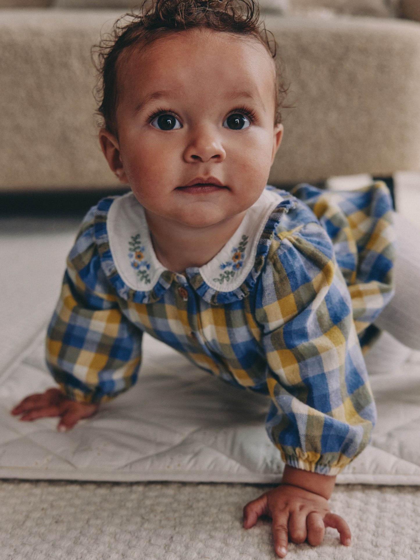 Green/Yellow Gingham Baby Bloomer Rompers Set 2 Piece with Tights (0mths-3yrs) image 4