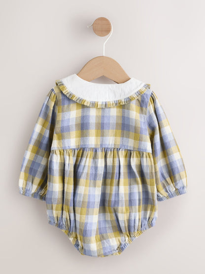 Green/Yellow Gingham Baby Bloomer Rompers Set 2 Piece with Tights (0mths-3yrs) image 6