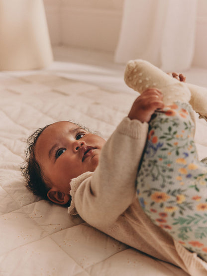 Neutral Duck/ Sage Ditsy Baby Knitted Jumper and Leggings 2 Piece Set (0mths-3yrs) image 4