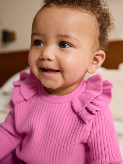 Bright Pink Knitted Jumper and Legging 2 Piece Baby Set (0mths-3yrs)