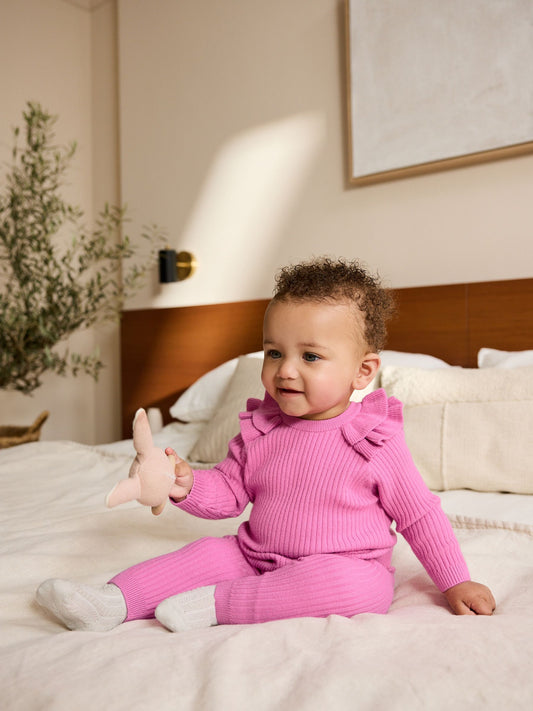 Bright Pink Baby Knitted Jumper and Leggings Set 2 Piece (0mths-3yrs) image 1