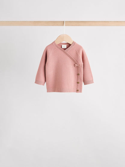 Pink Baby Knitted Wrap Jumper and Leggings 2 Piece Set (0mths-2yrs)
