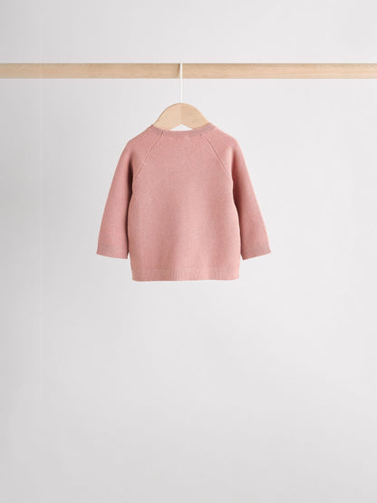 Pink Baby Knitted Wrap Jumper and Leggings 2 Piece Set (0mths-2yrs)