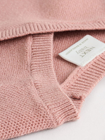 Pink Baby Knitted Wrap Jumper and Leggings 2 Piece Set (0mths-2yrs)