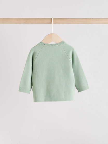 Sage Green Baby Knitted Wrap Jumper and Leggings 2 Piece Set (0mths-2yrs) image 4