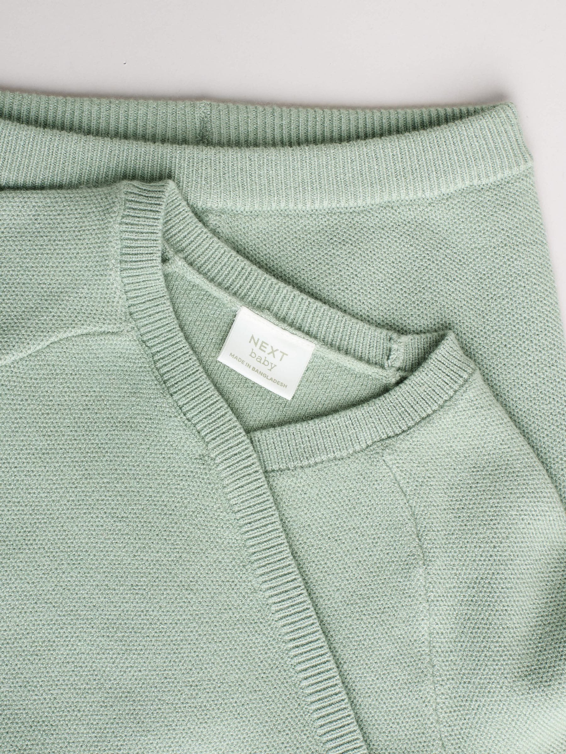 Sage Green Baby Knitted Wrap Jumper and Leggings 2 Piece Set (0mths-2yrs) image 7