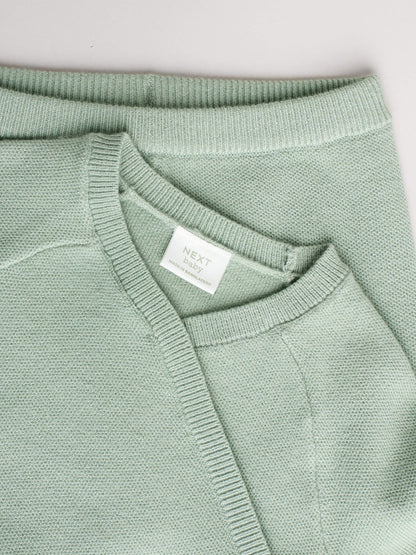 Sage Green Baby Knitted Wrap Jumper and Leggings 2 Piece Set (0mths-2yrs) image 7