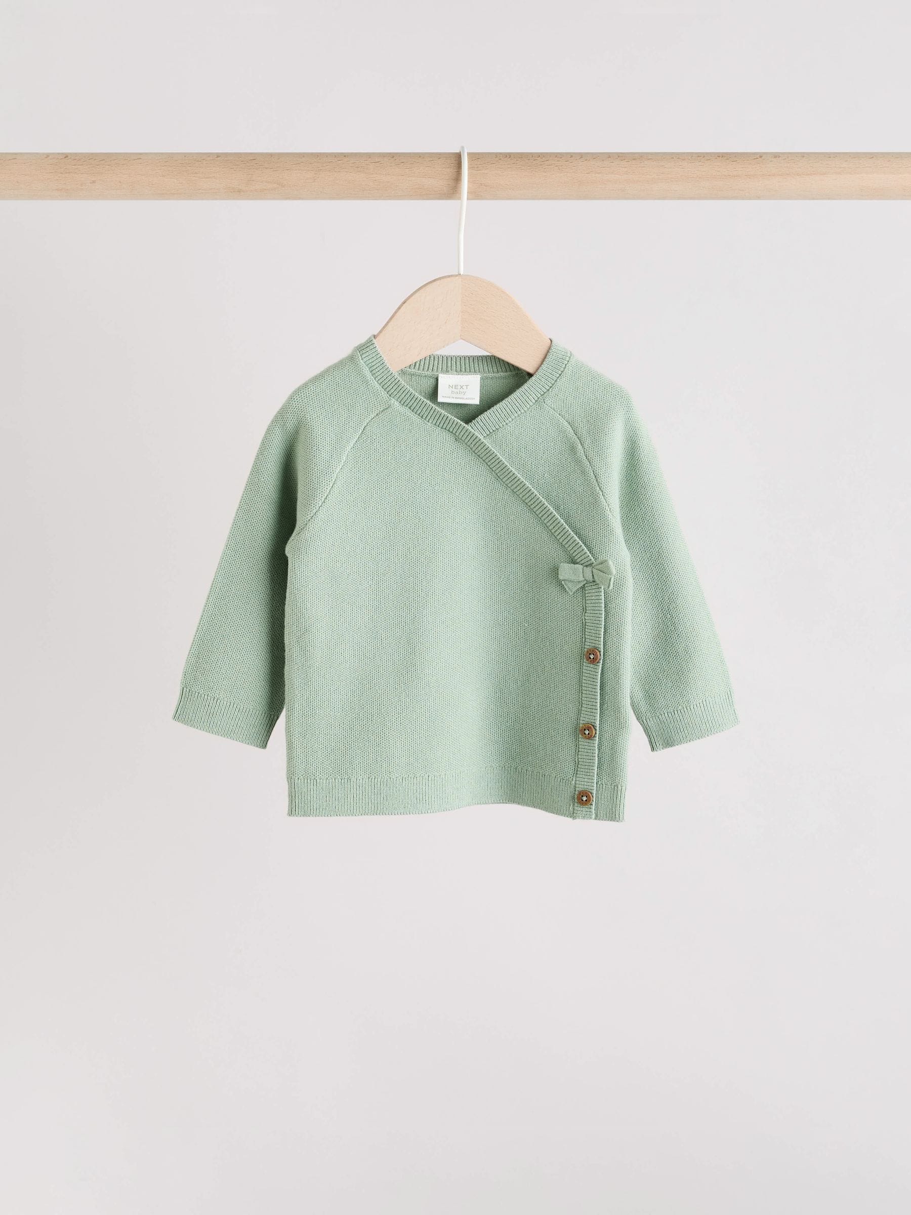 Sage Green Baby Knitted Wrap Jumper and Leggings 2 Piece Set (0mths-2yrs) image 8