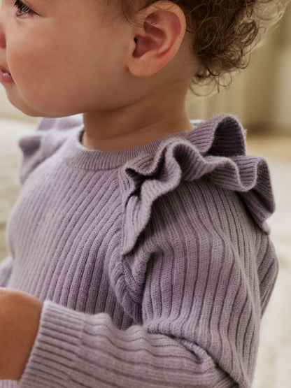 Lilac Purple Knitted Jumper and Legging 2 Piece Baby Set (0mths-3yrs)