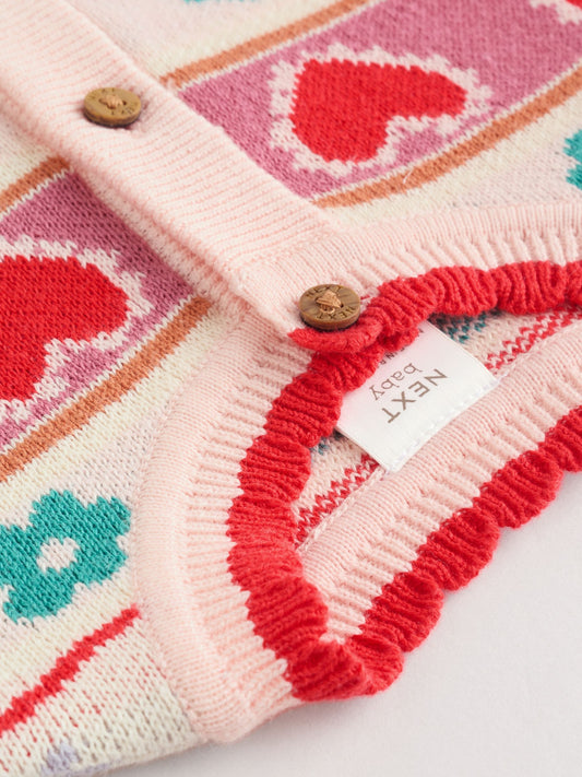 Red/ Pink Cherries Baby Knitted Cardigan and Leggings 2 Piece Set (0mths-3yrs) image 3