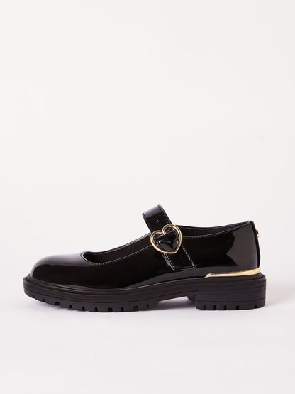 Lipsy Black Faux Leather Chunky Patent Mary Jane School Shoes image 3