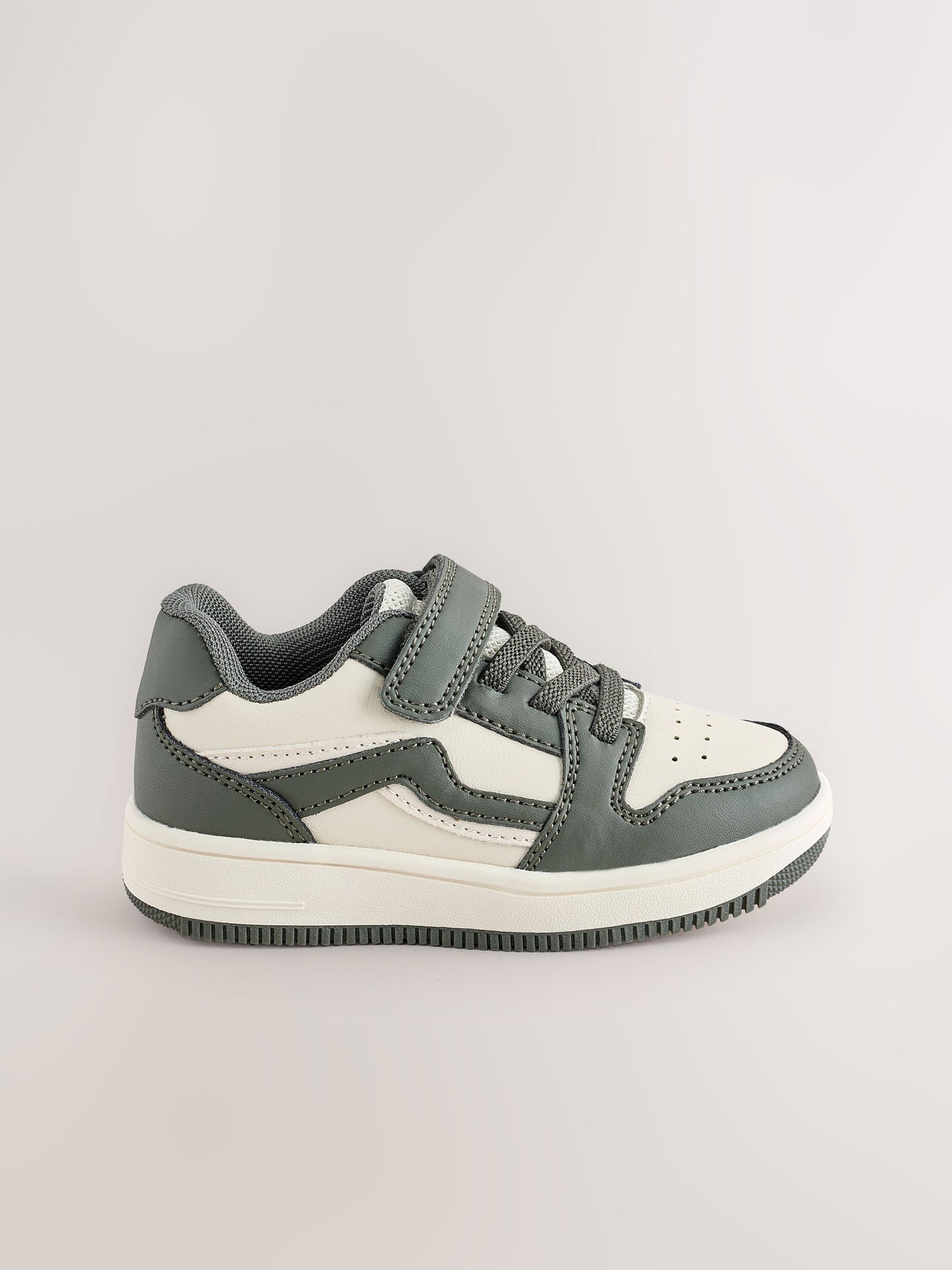 Khaki Green Touch Fastening Elastic Lace Trainers image 3