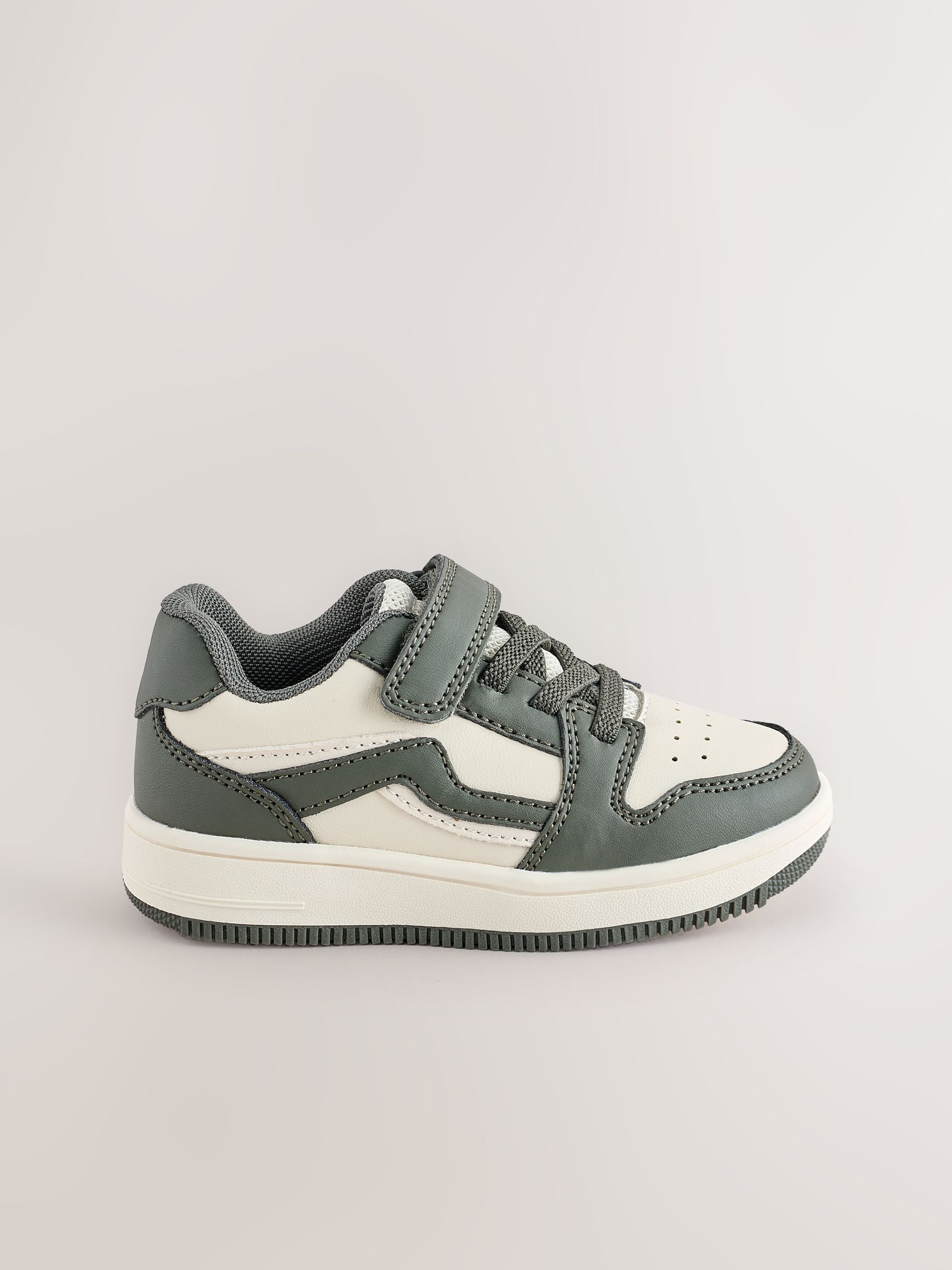 Khaki Green Touch Fastening Elastic Lace Trainers image 3