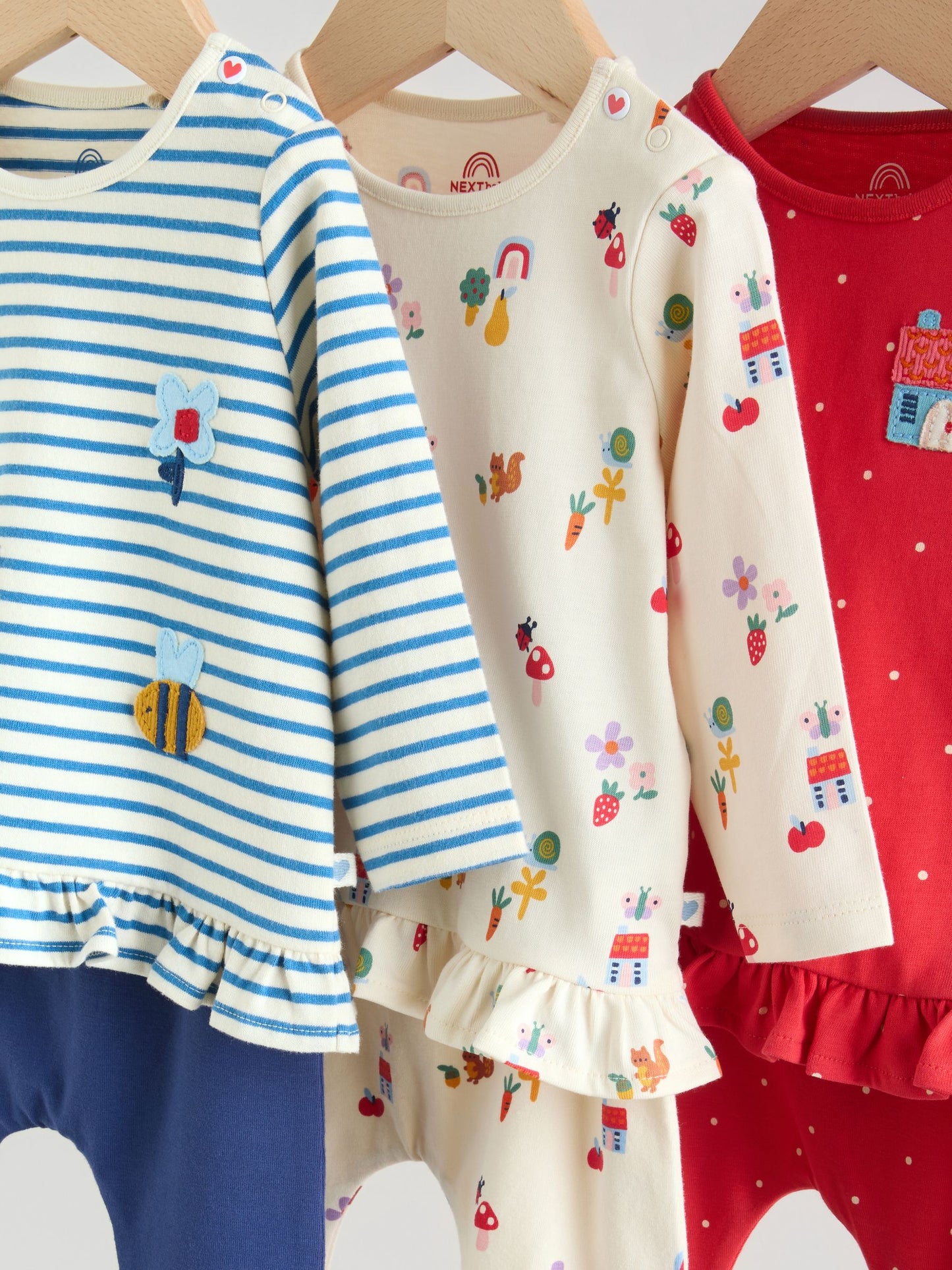 Red/Blue/Cream Long Sleeve Top And Leggings Set 6 Piece (0mths-2yrs) image 4