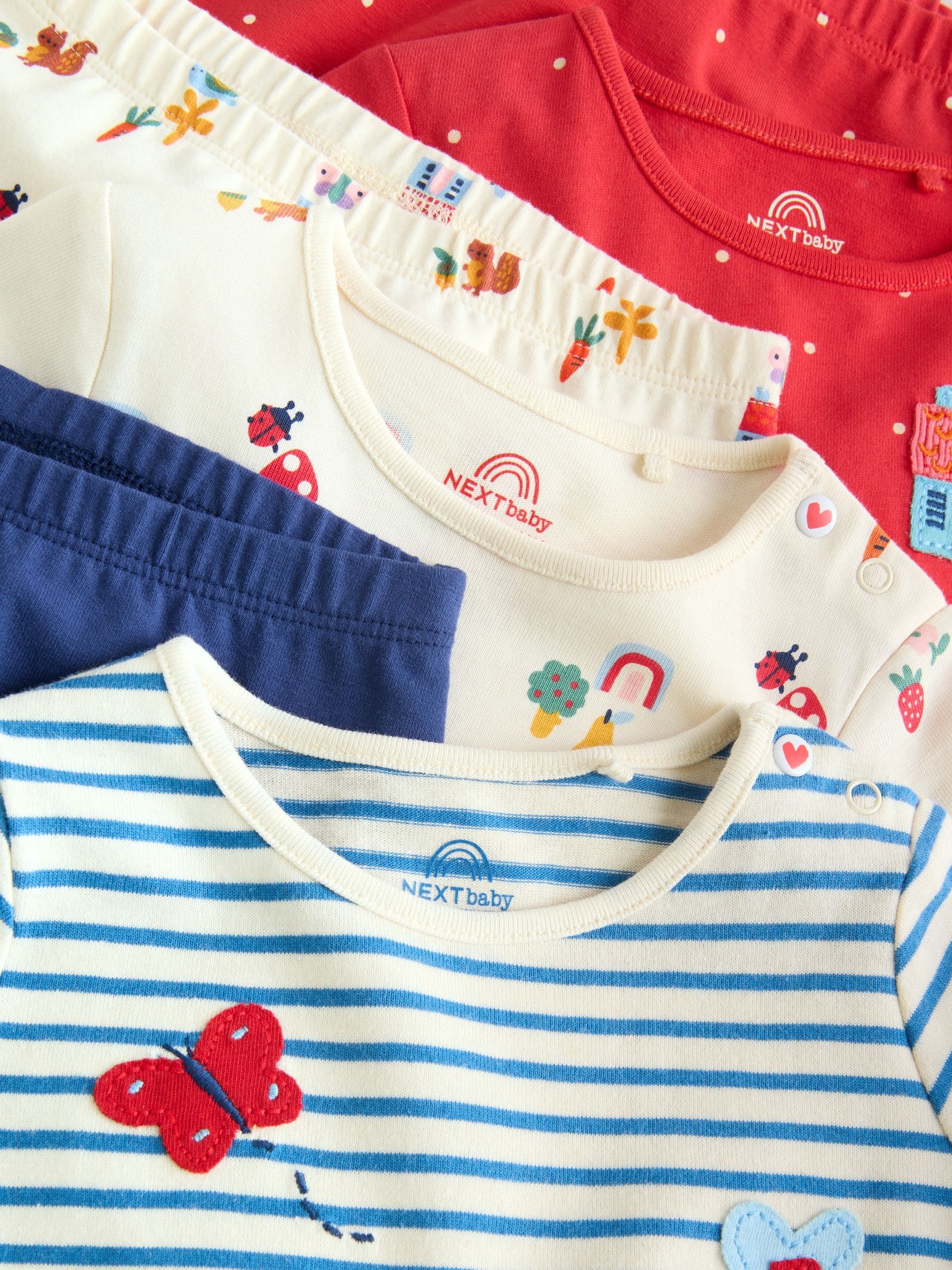 Red/Blue/Cream Long Sleeve Top And Leggings Set 6 Piece (0mths-2yrs) image 5