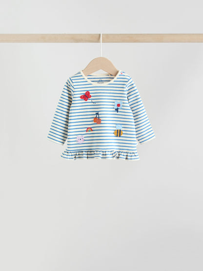 Red/Blue/Cream Long Sleeve Top And Leggings Set 6 Piece (0mths-3yrs)