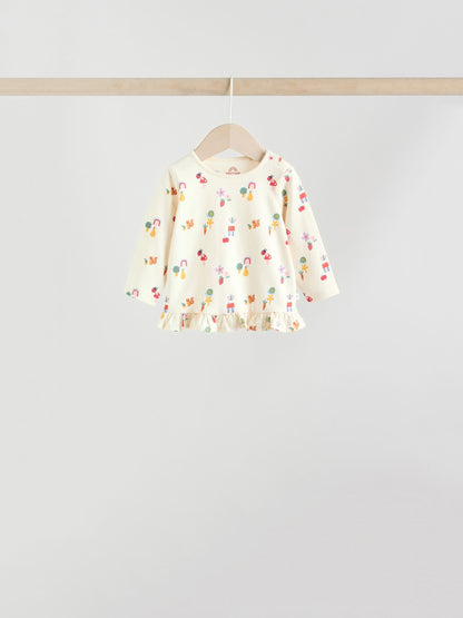 Red/Blue/Cream Long Sleeve Top And Leggings Set 6 Piece (0mths-3yrs)