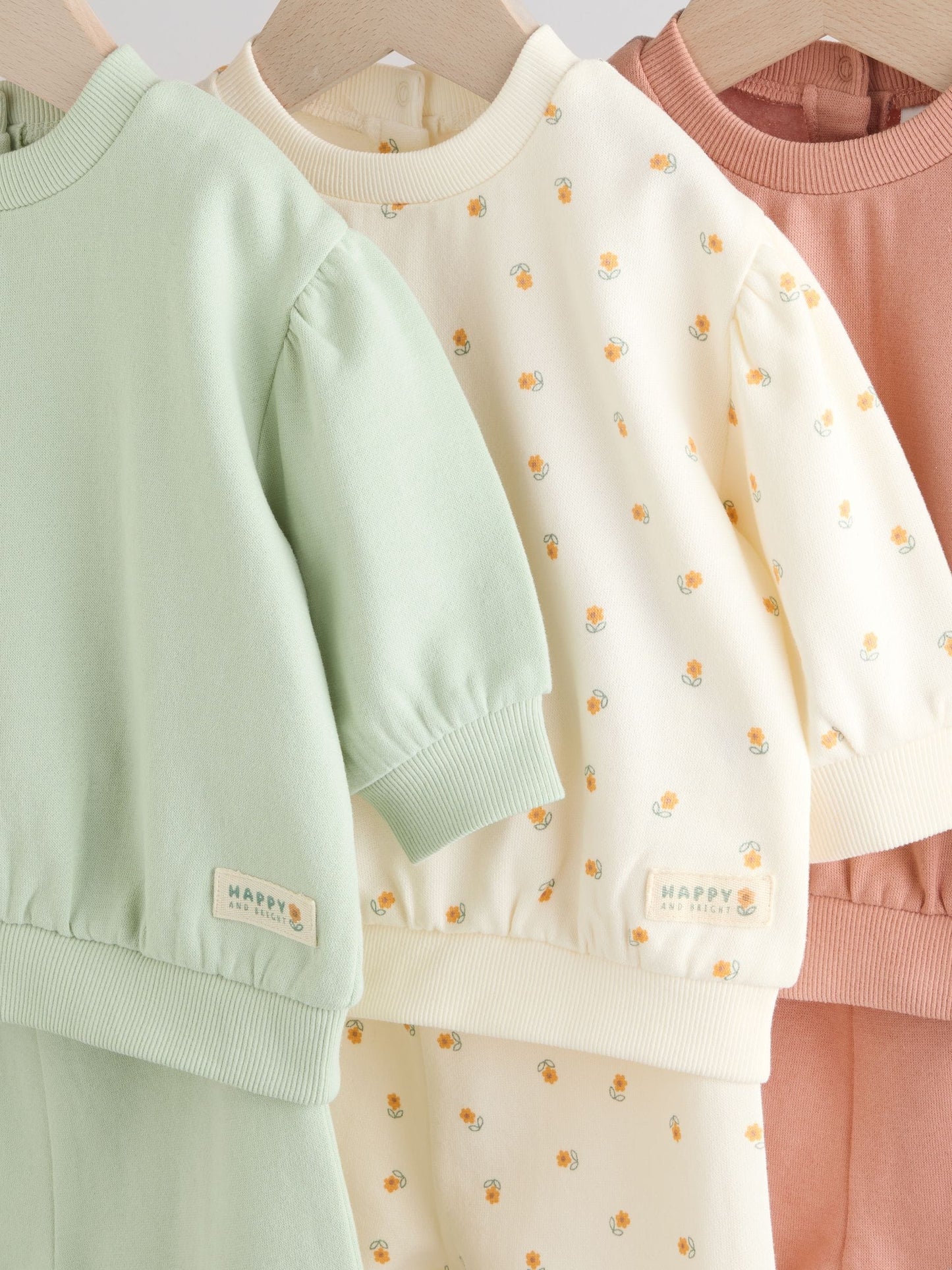 Sage Green/ Rust/ Cream Ditsy Baby Sweatshirt & Joggers 6 Piece Set (0mths-2yrs) image 4