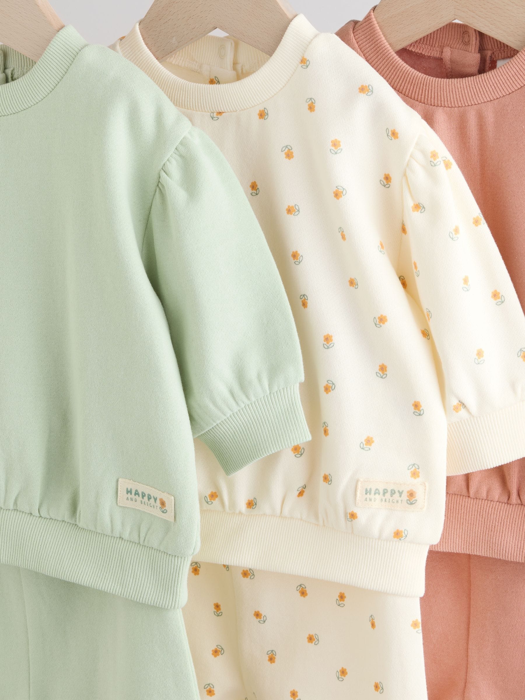 Sage Green/ Rust/ Cream Ditsy Baby Sweatshirt & Joggers 6 Piece Set (0mths-2yrs) image 4