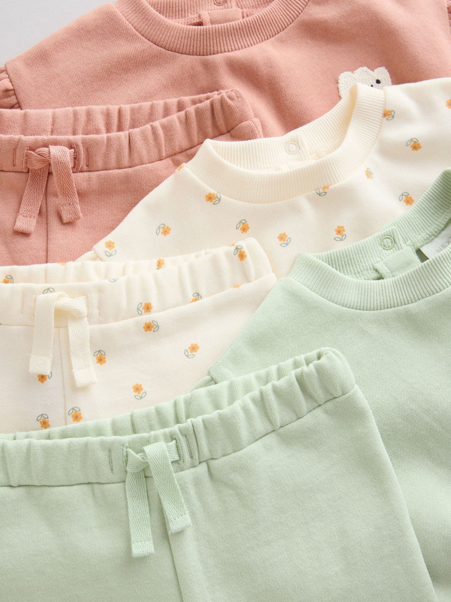 Sage Green/ Rust/ Cream Ditsy Baby Sweatshirt & Joggers 6 Piece Set (0mths-2yrs) image 5