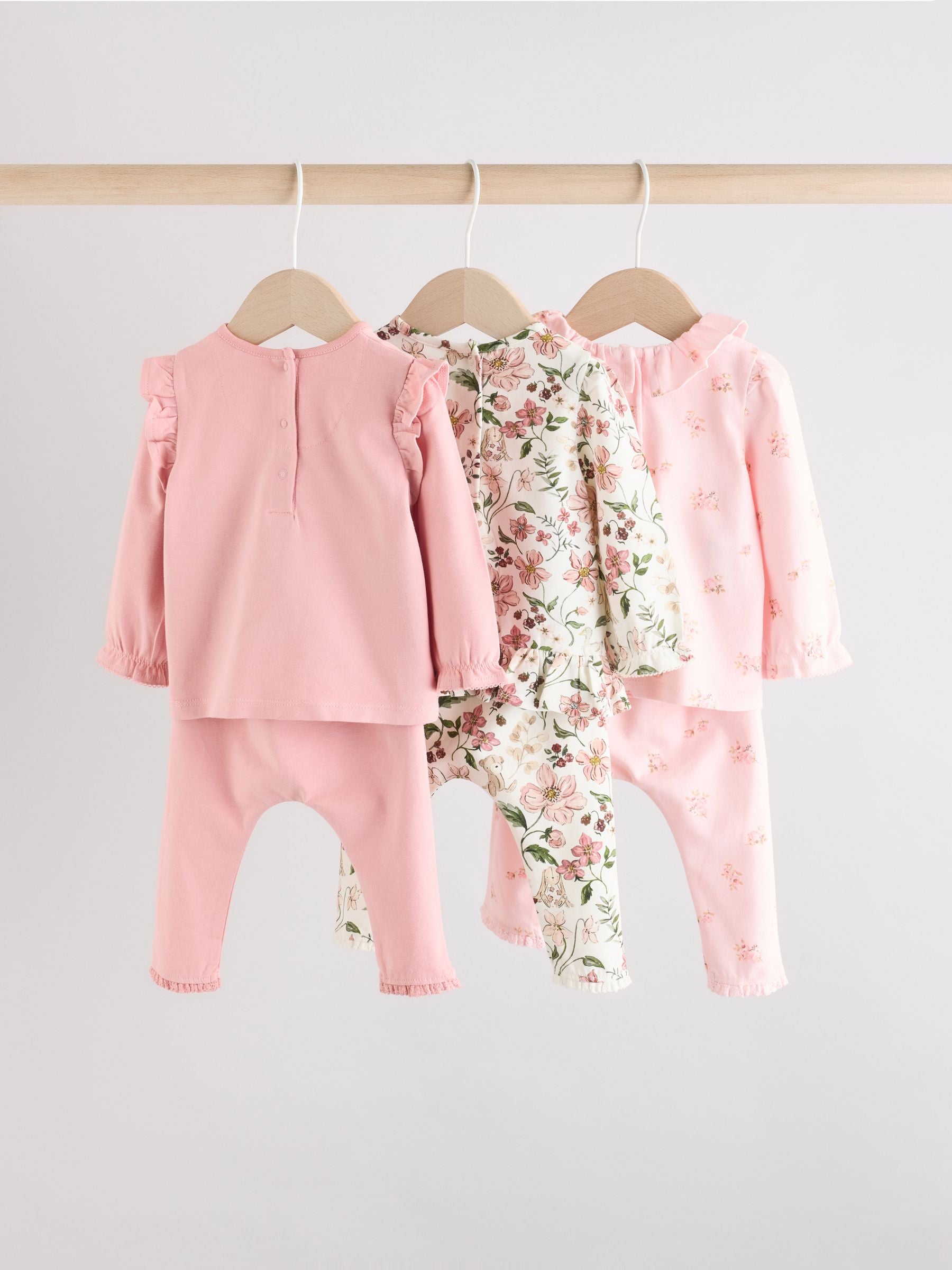 Pink/ Cream/ Bunny Character Long Sleeve Top And Leggings Set 6 Piece (0mths-3yrs) image 2